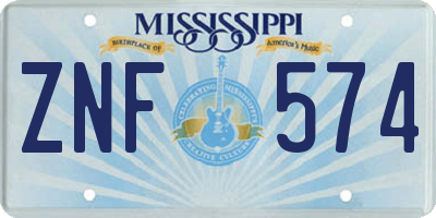 MS license plate ZNF574