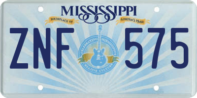 MS license plate ZNF575