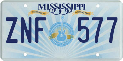 MS license plate ZNF577