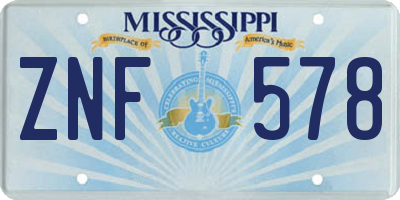 MS license plate ZNF578