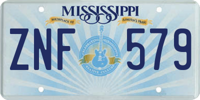 MS license plate ZNF579