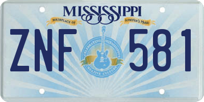 MS license plate ZNF581