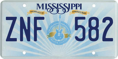 MS license plate ZNF582