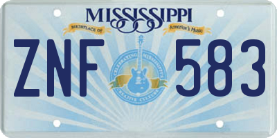 MS license plate ZNF583