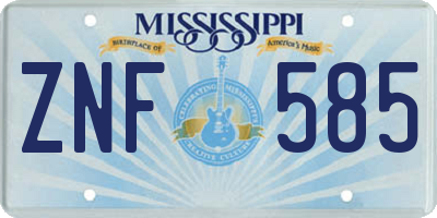 MS license plate ZNF585