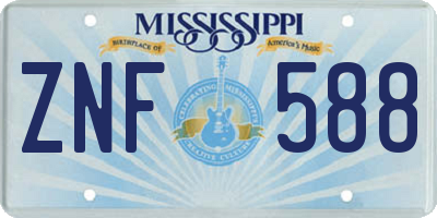 MS license plate ZNF588