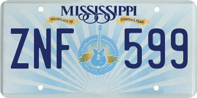 MS license plate ZNF599