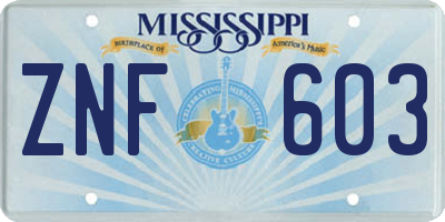 MS license plate ZNF603