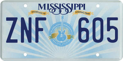 MS license plate ZNF605
