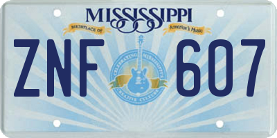 MS license plate ZNF607