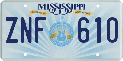 MS license plate ZNF610