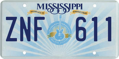 MS license plate ZNF611