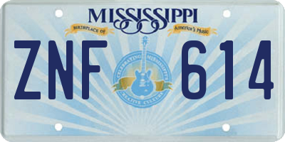 MS license plate ZNF614
