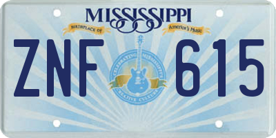 MS license plate ZNF615