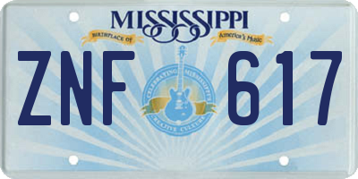 MS license plate ZNF617