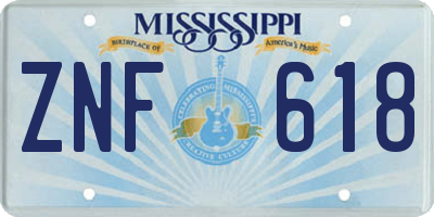 MS license plate ZNF618