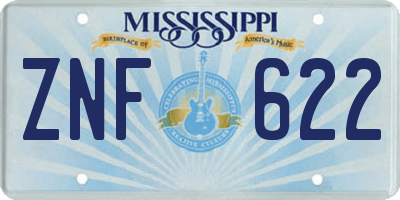 MS license plate ZNF622