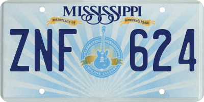 MS license plate ZNF624