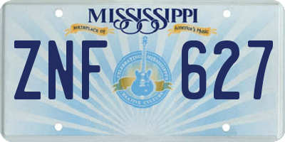 MS license plate ZNF627