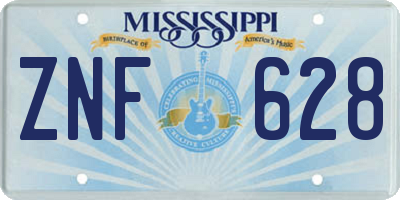 MS license plate ZNF628