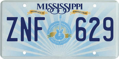MS license plate ZNF629