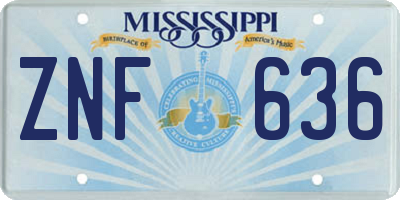 MS license plate ZNF636