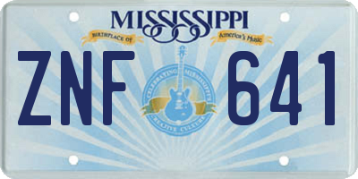 MS license plate ZNF641