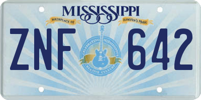 MS license plate ZNF642