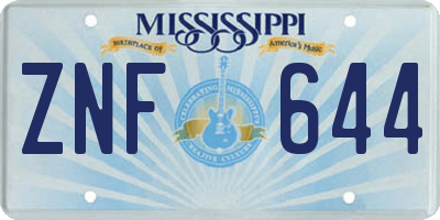 MS license plate ZNF644