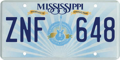 MS license plate ZNF648