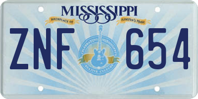 MS license plate ZNF654