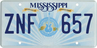 MS license plate ZNF657