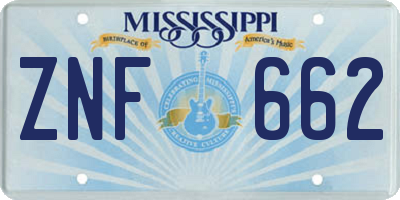 MS license plate ZNF662