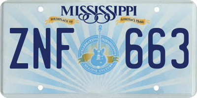MS license plate ZNF663