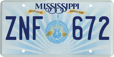 MS license plate ZNF672