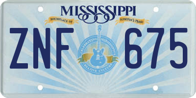 MS license plate ZNF675