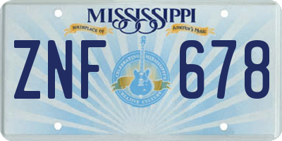 MS license plate ZNF678