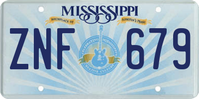 MS license plate ZNF679