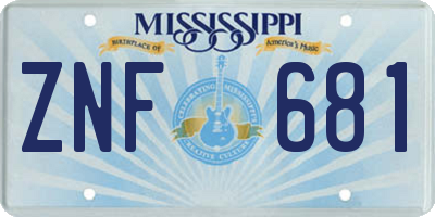 MS license plate ZNF681