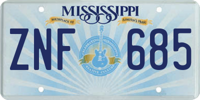 MS license plate ZNF685