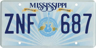 MS license plate ZNF687