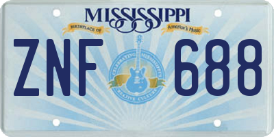 MS license plate ZNF688