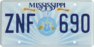 MS license plate ZNF690