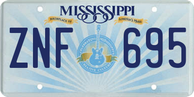 MS license plate ZNF695