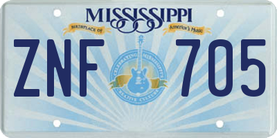 MS license plate ZNF705