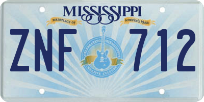 MS license plate ZNF712