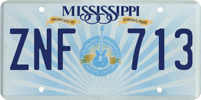 MS license plate ZNF713