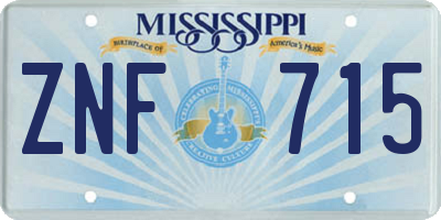 MS license plate ZNF715