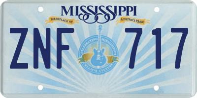 MS license plate ZNF717