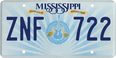 MS license plate ZNF722